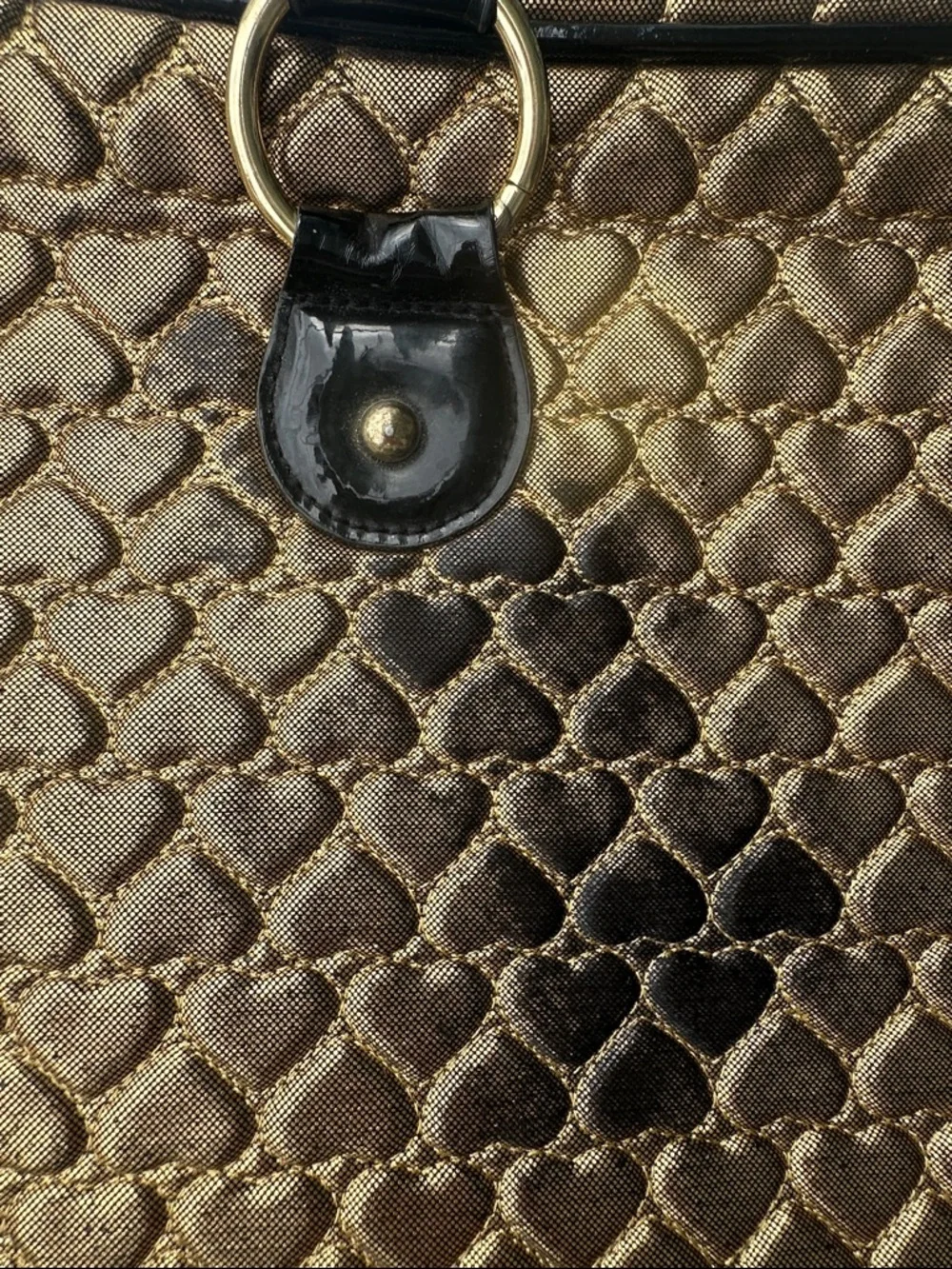 Betsey Johnson Metallic Gold Quilted Laptop Bag Briefcase Tote